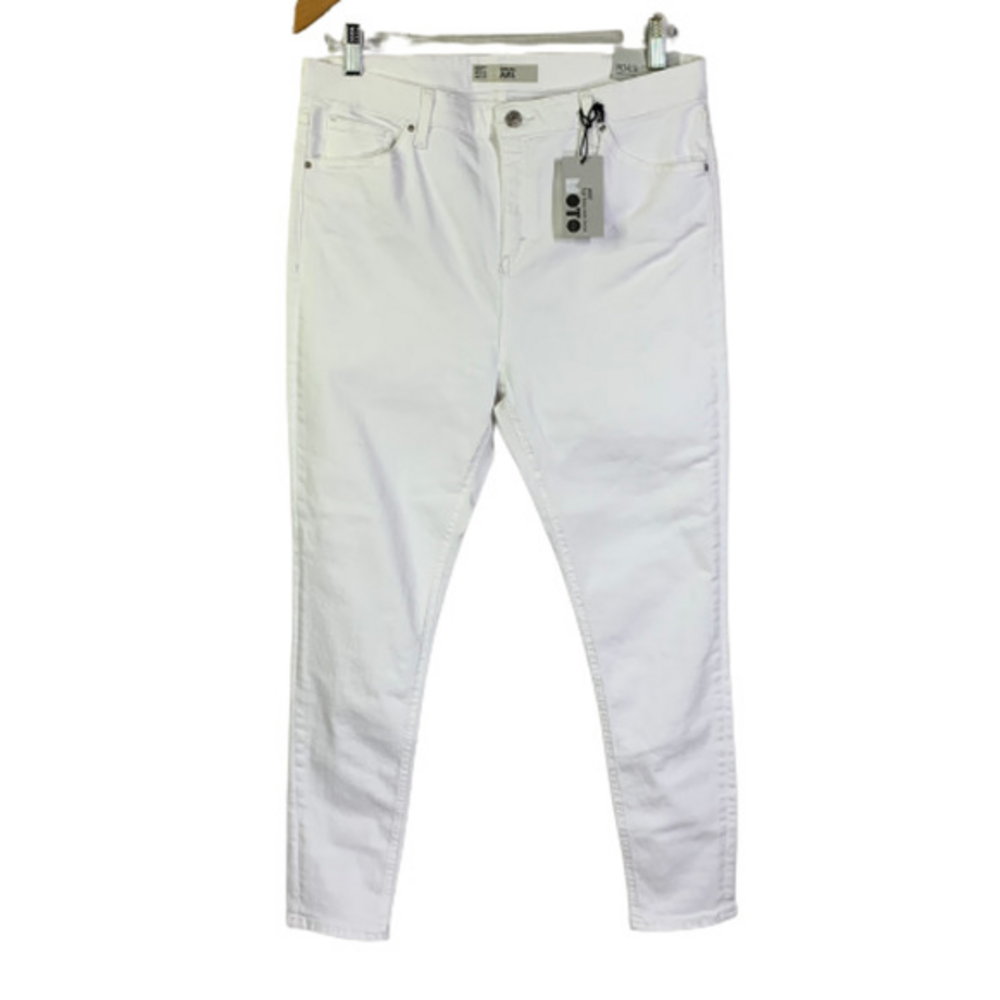 TOPSHOP‎ White Jamie Moto High Waist Ankle Grazer Jeans - NWT